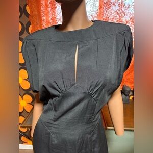 Vintage Little Black Dress with Keyhole Detailing & Buttons (Size 7)